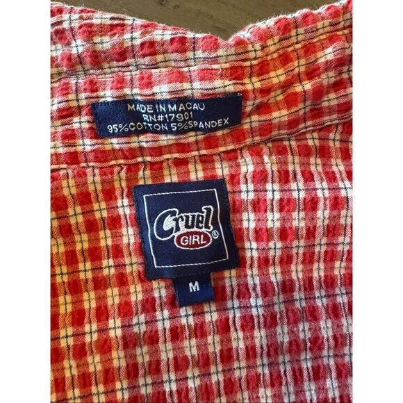 Cruel Girl Women’s Red Plaid Western Pearl Snap Shirt Medium - Picture 3 of 7